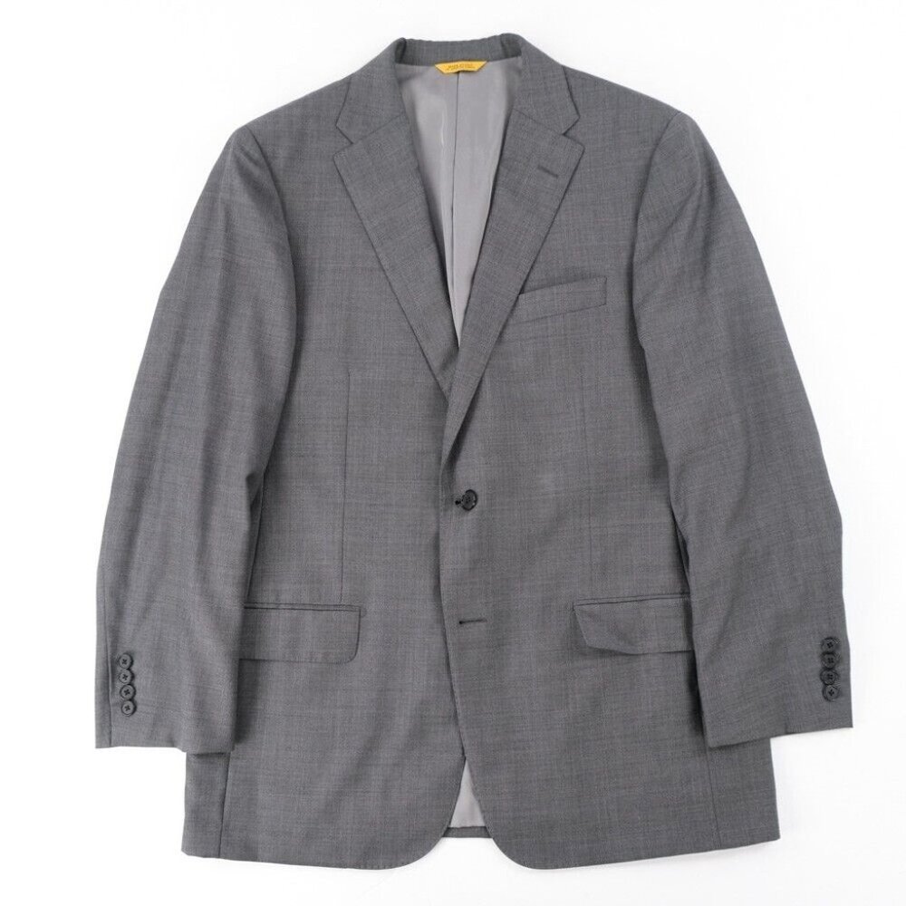 40R Hickey Freeman New York S140’s Gray Plaid Sport Coat - Suit Jacket Blazer